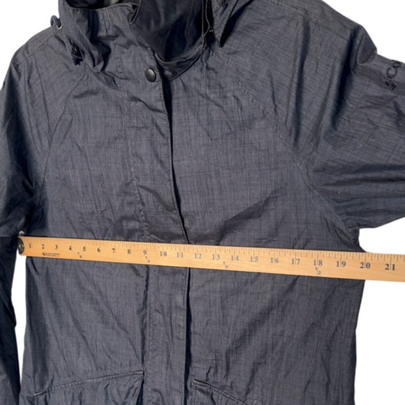 Columbia Womans M Long $129 Waterproof Hiking Jacket Hoooded Rain Coat Gray - Picture 7 of 9